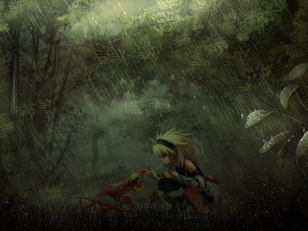 Девушка с дракончиком, игра Monster Hunter