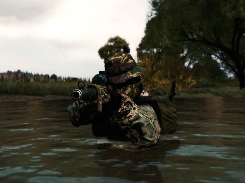 Солдат в воде, игра DayZ