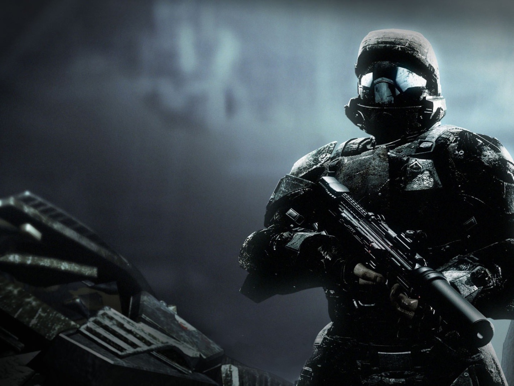 Солдат с оружием в игре Halo 3 ODST