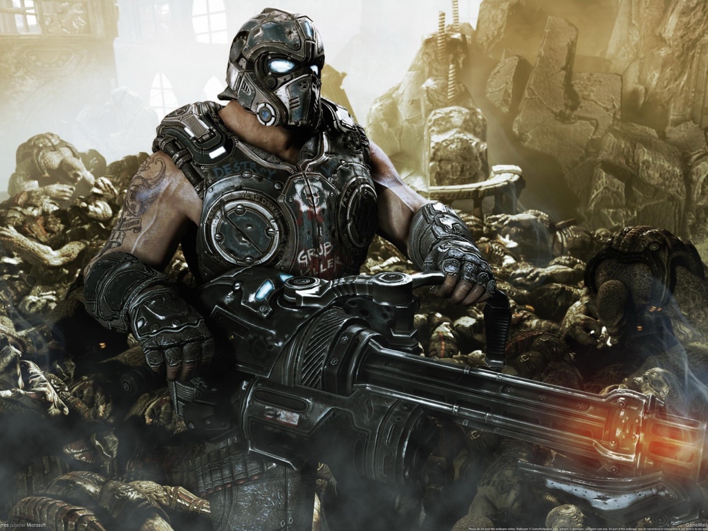 Сражение с врагами в игре Gears of War 3