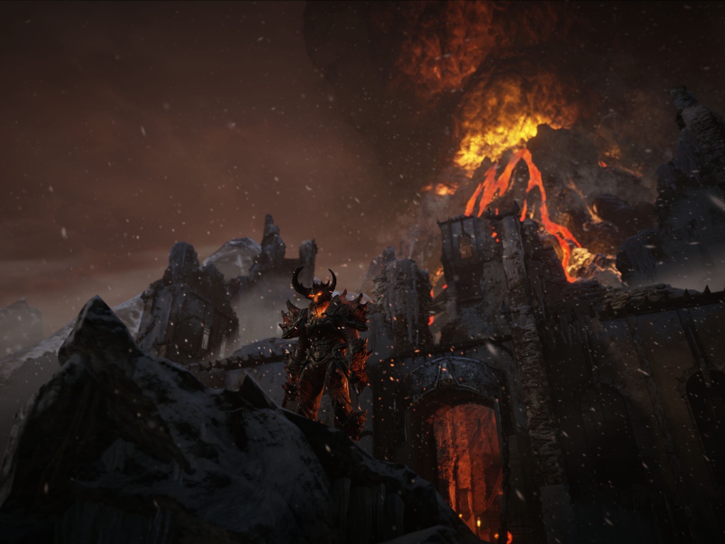 Демон у огненной горы в игре Unreal Engine 4