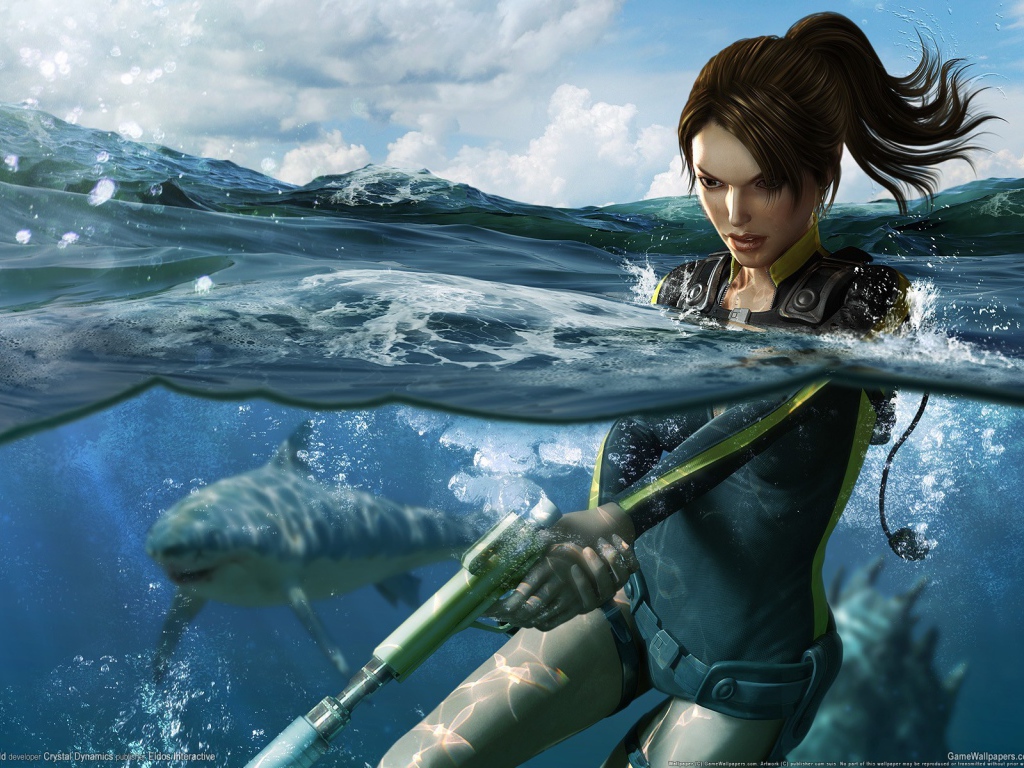 Девушка в воде, игра Tomb Raider