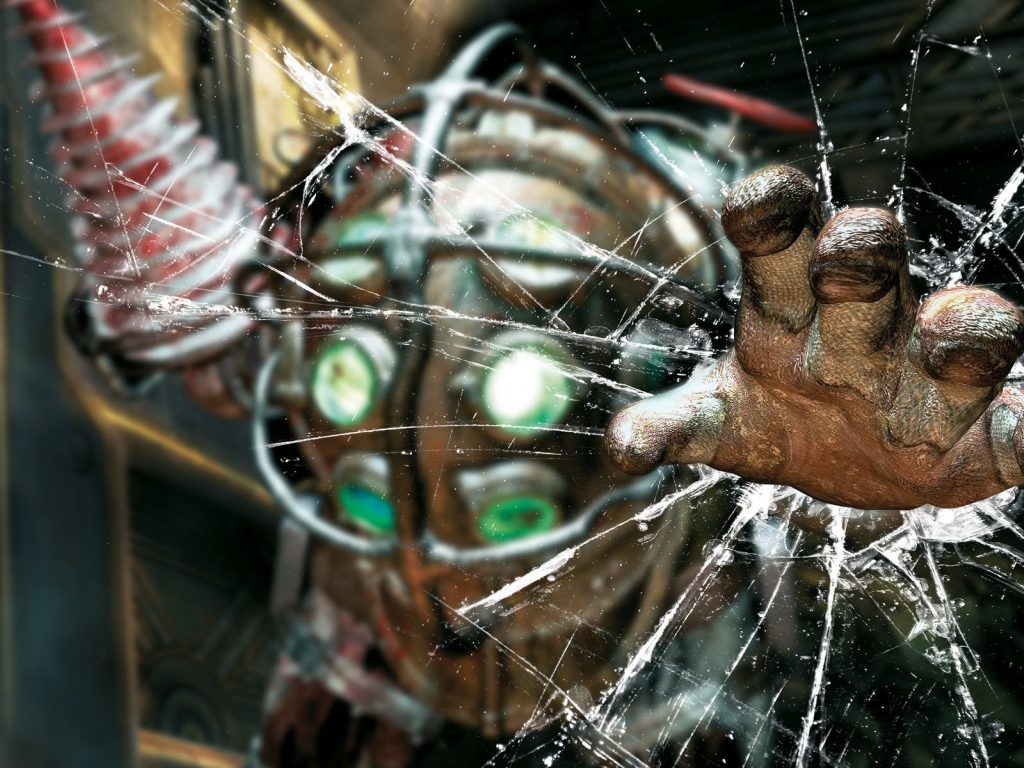 Герой игры Биошок пробил стекло рукой