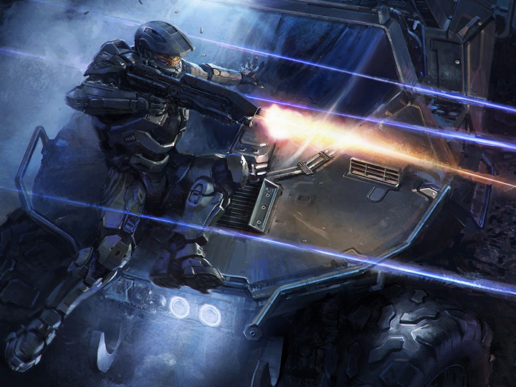 Солдат Мастер Чиф во время боя, игра Halo 5