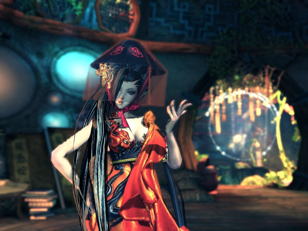 Вуаль на лице девушки из игры Blade & Soul