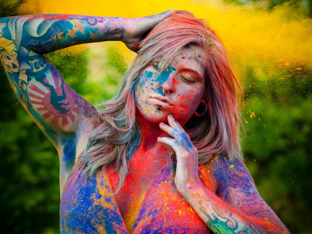 Рисунки на теле девушки, бодиарт