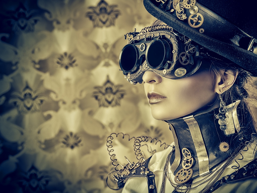 Модель в стильном наряде, стимпанк