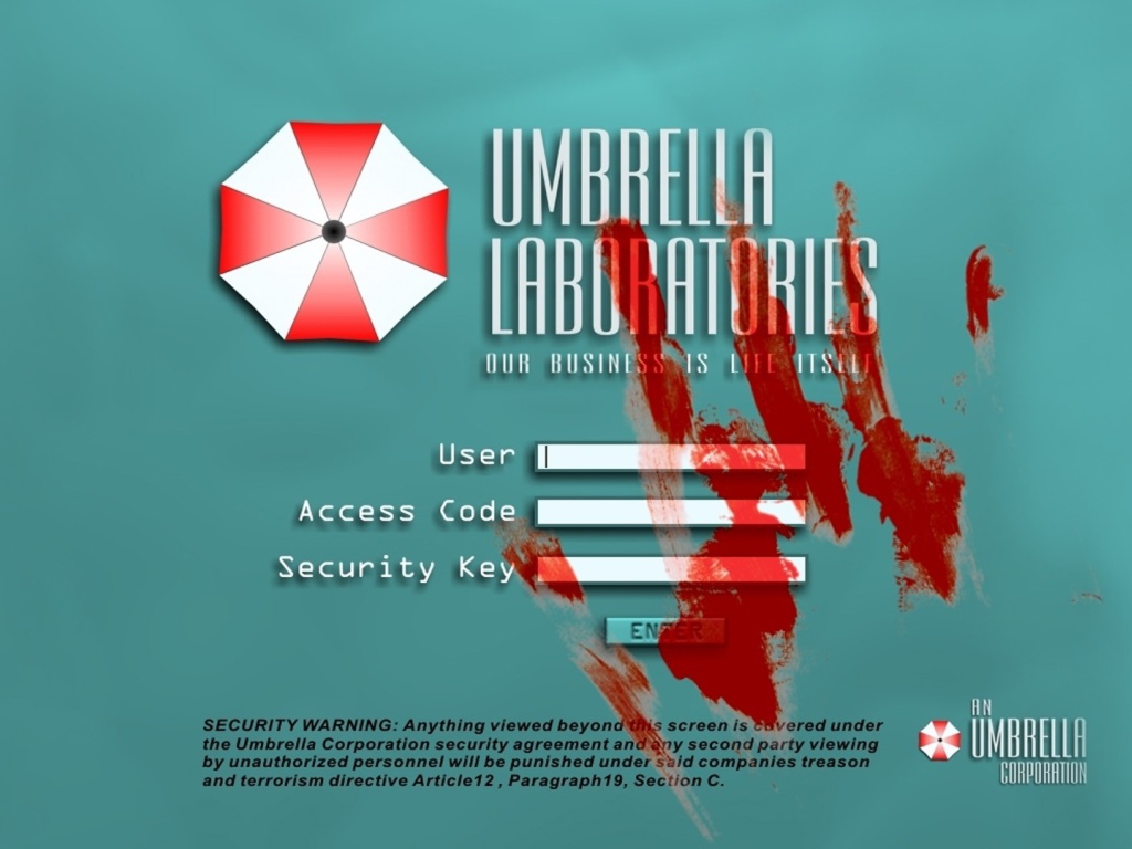 Панель компьютера в фильме Обитель зла