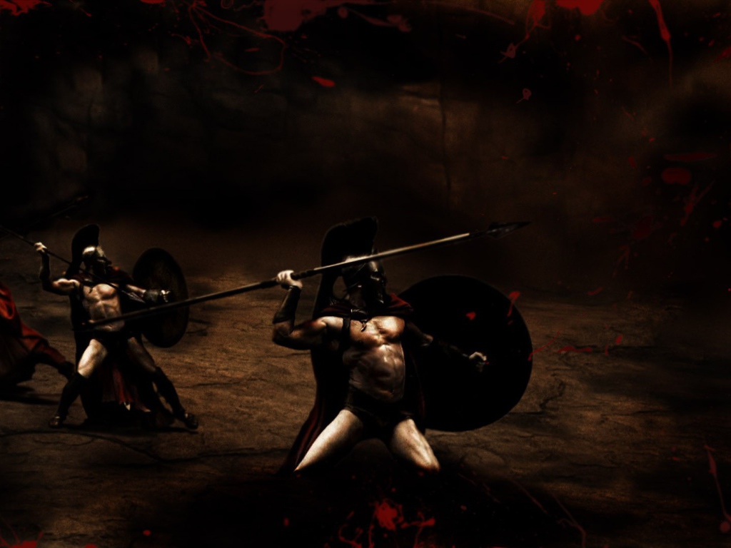 Солдаты метают копья, 300 спартанцев