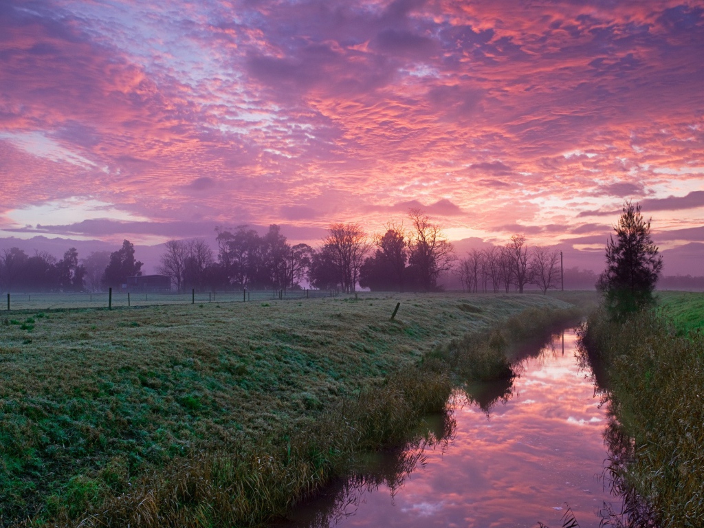 Розовые облака на рассвете