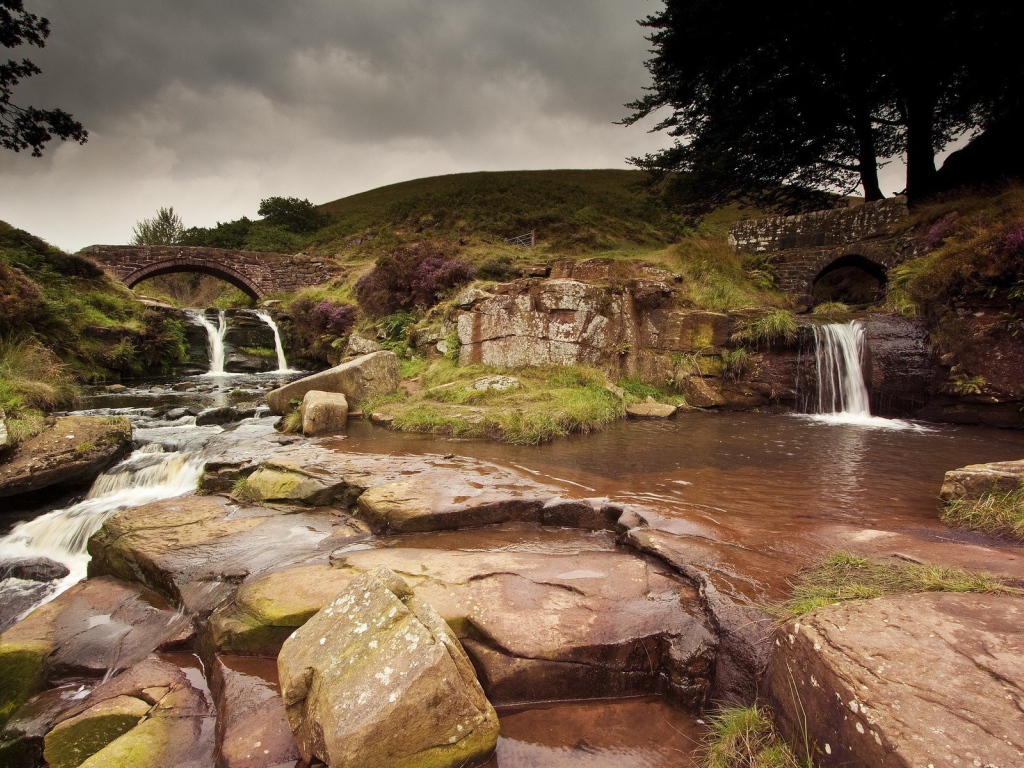 Ухоженные водопады в саду