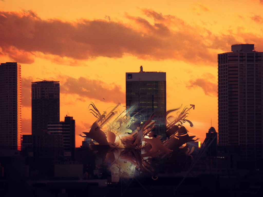 Рисунок на городском пейзаже