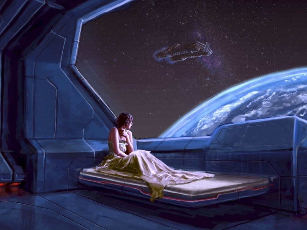 Девушка на космической станции