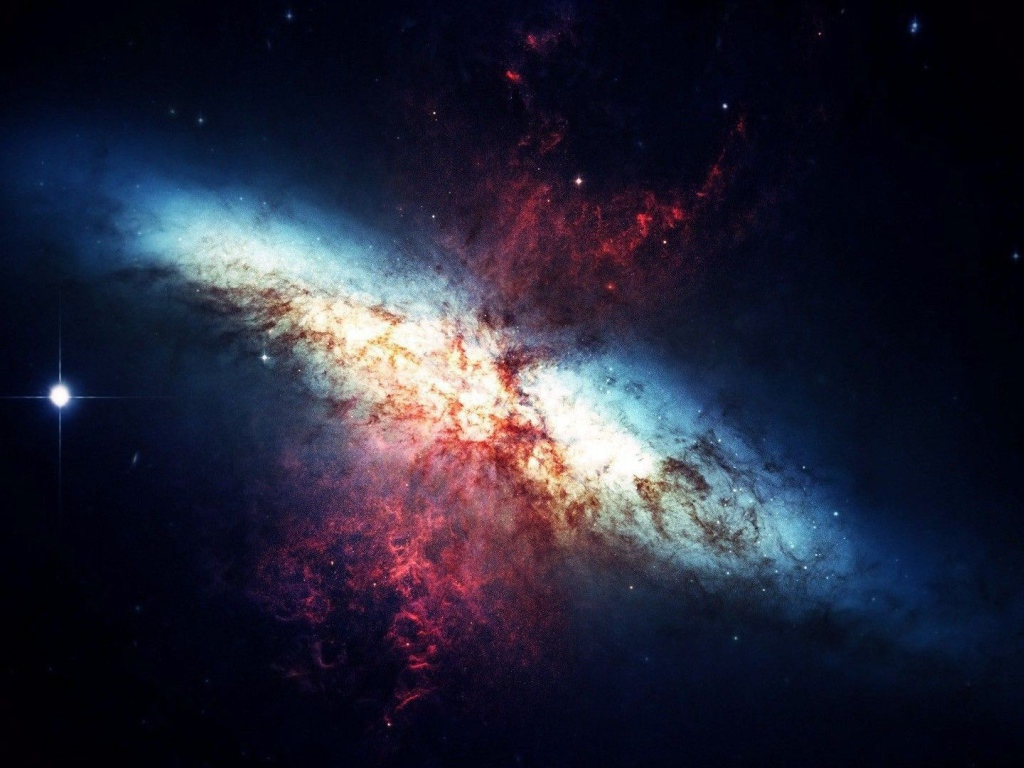 Красные крылья у галактики