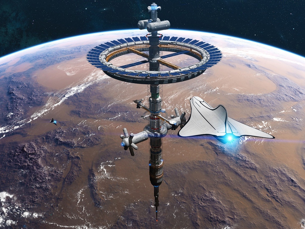 Космическая станция над Марсом