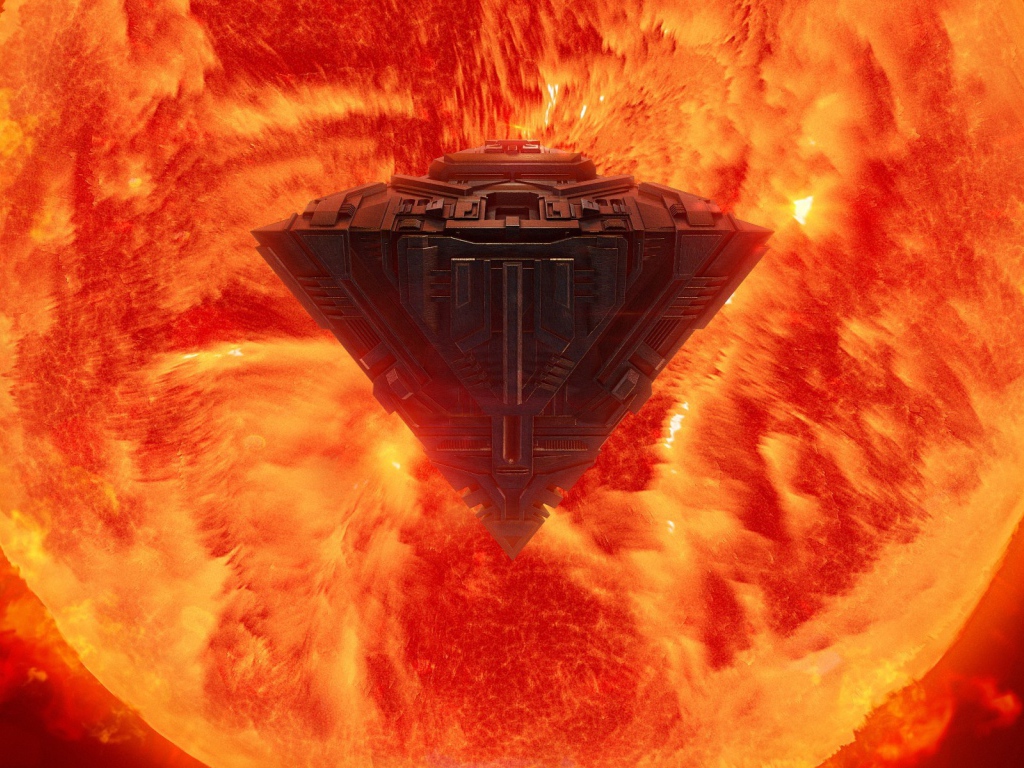 Космический корабль перед Солнцем