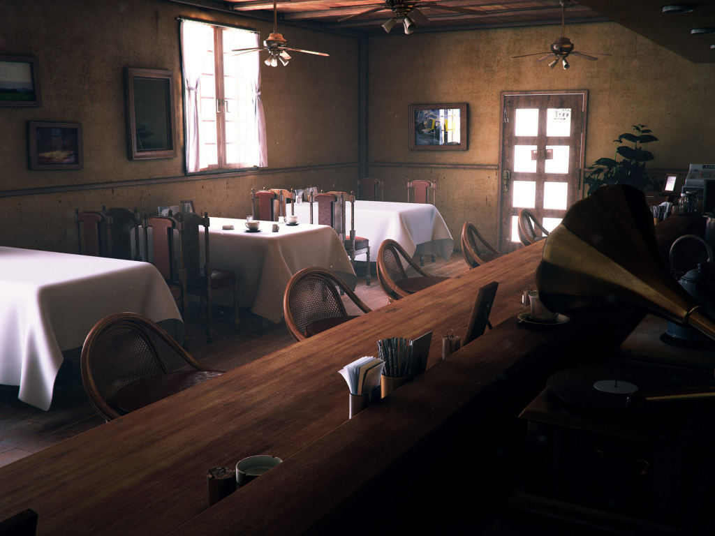 Интерьер кафе с барной стойкой
