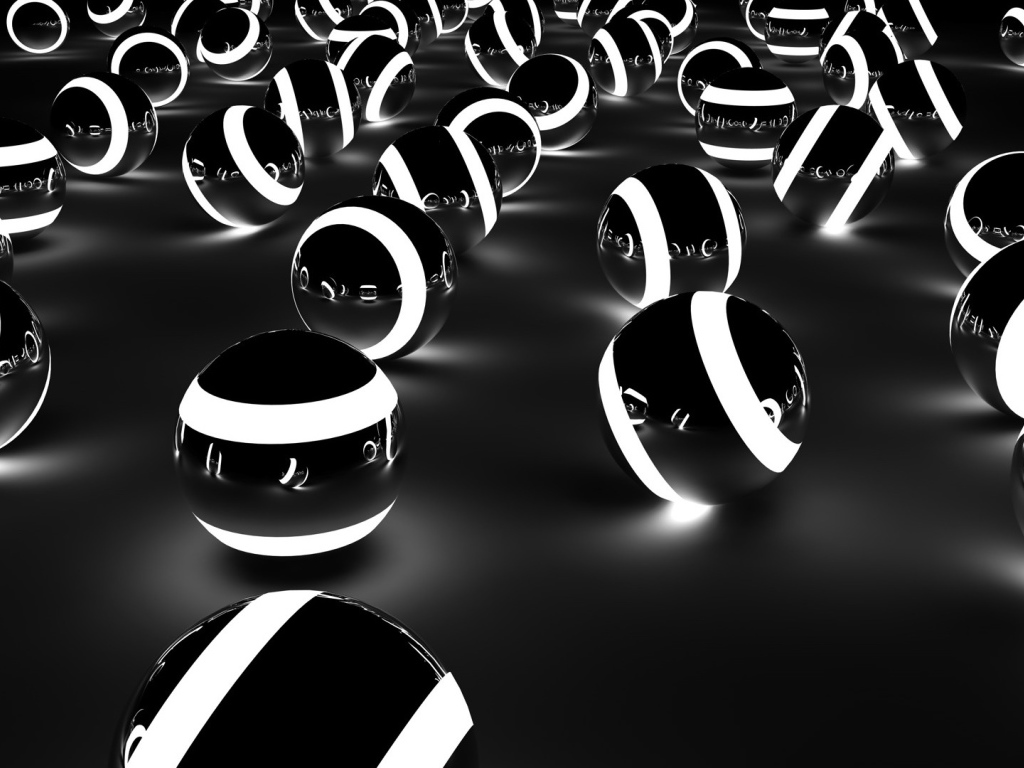 Черно белые шары 3D графика 