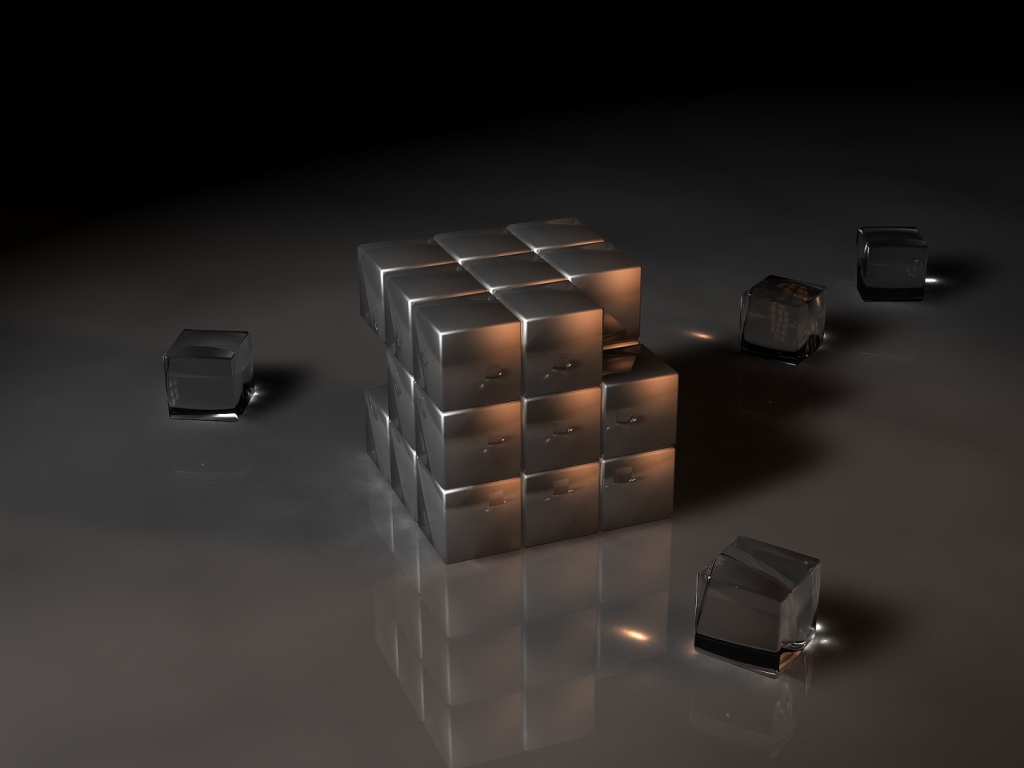 Стеклянный кубик Рубика 3D графика 