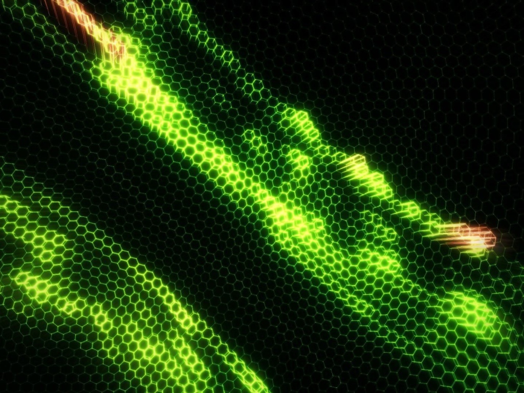 Зеленая сетка из шестиугольников 3д графика 