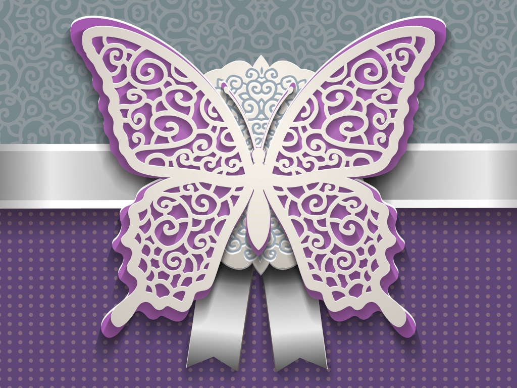 Пурпурная бабочка с белым, 3д графика