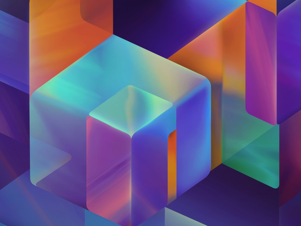 Радужные абстрактные кубы 3 д  графика 
