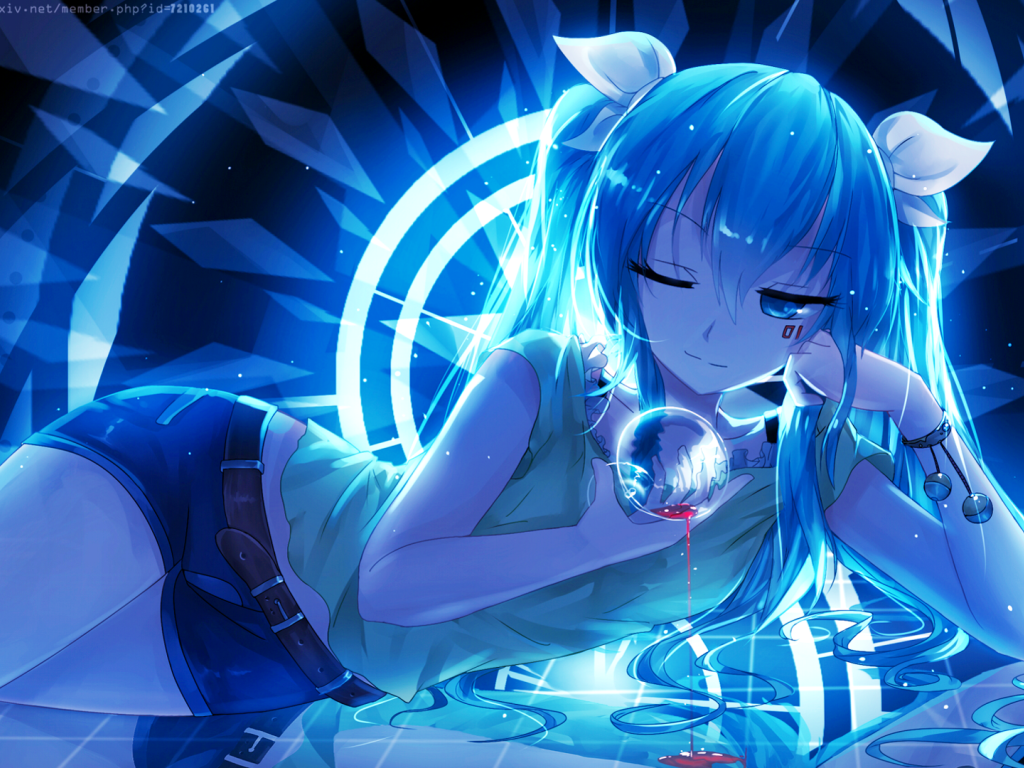 Девушка  Мику Хацунэ аниме Вокалоид 