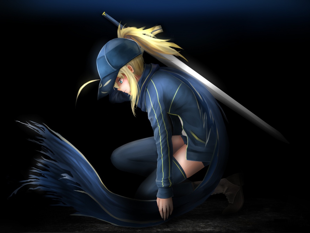 Девушка Сейбер персонаж аниме Судьба - ночь схватки 