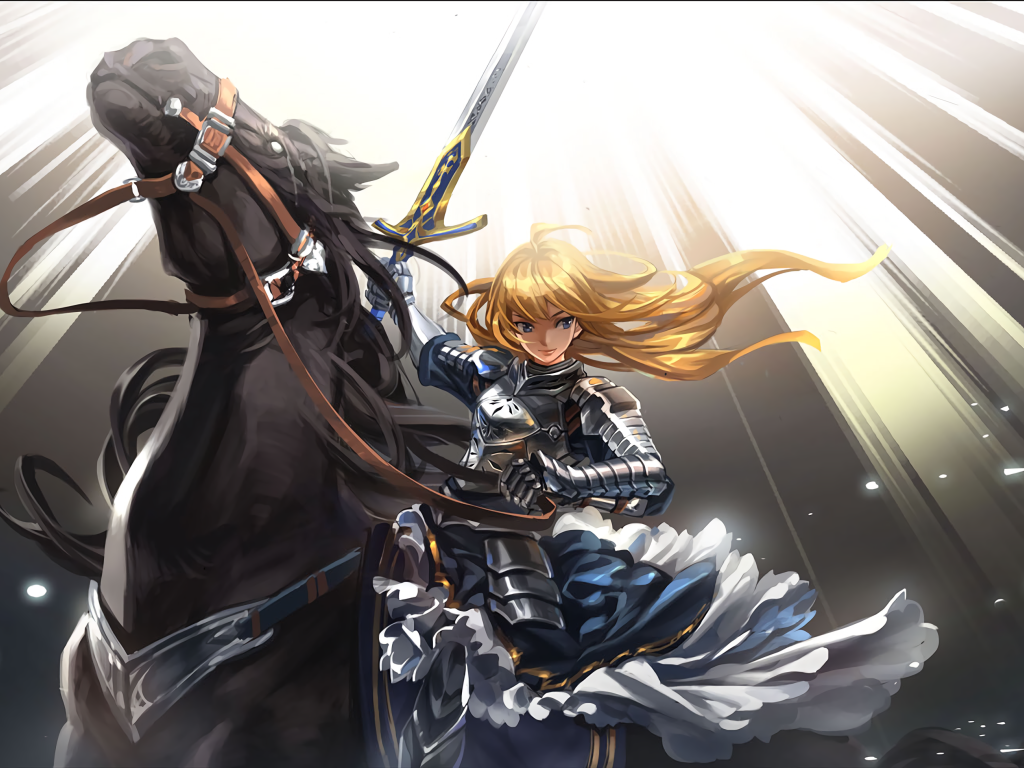 Девушка Сейбер на коне  аниме Судьба-ночь схватки 