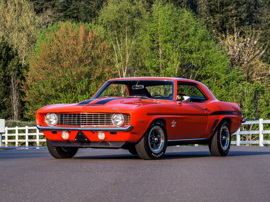 Красный ретро автомобиль Шевроле SC 427 Camaro Yenko 1969 года 