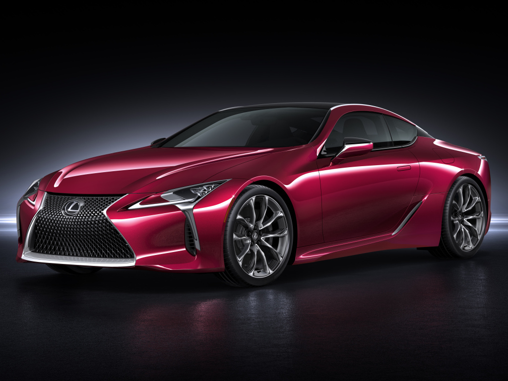 Автомобиль  Lexus LC500 Coupe, 2017 вишневого цвета 