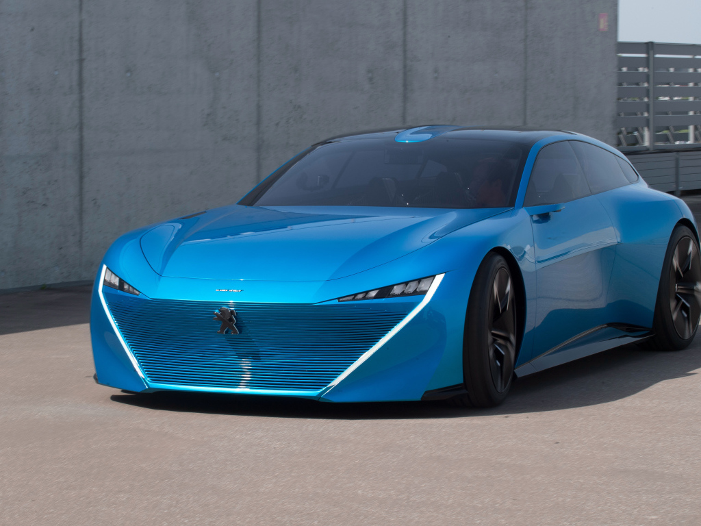 Голубой автомобиль Peugeot Instinct Concept