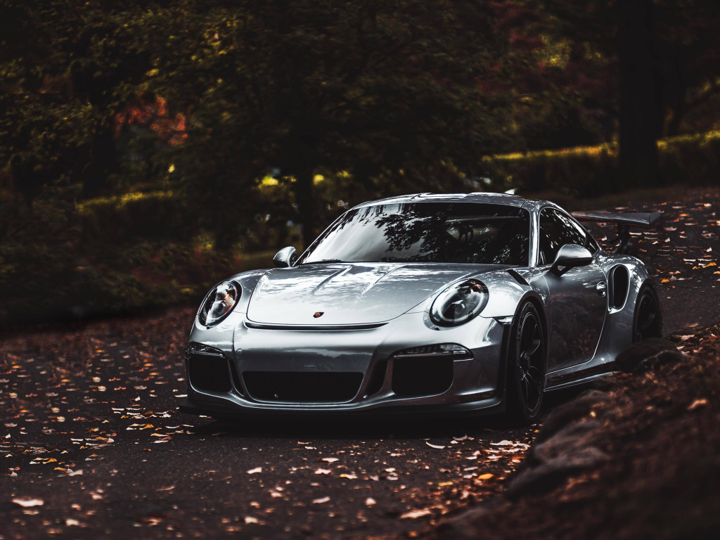 Серебристый автомобиль Porsche 911 Carrera S 