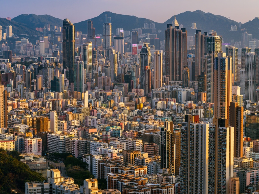 Панорама города Гонконг, Китай 