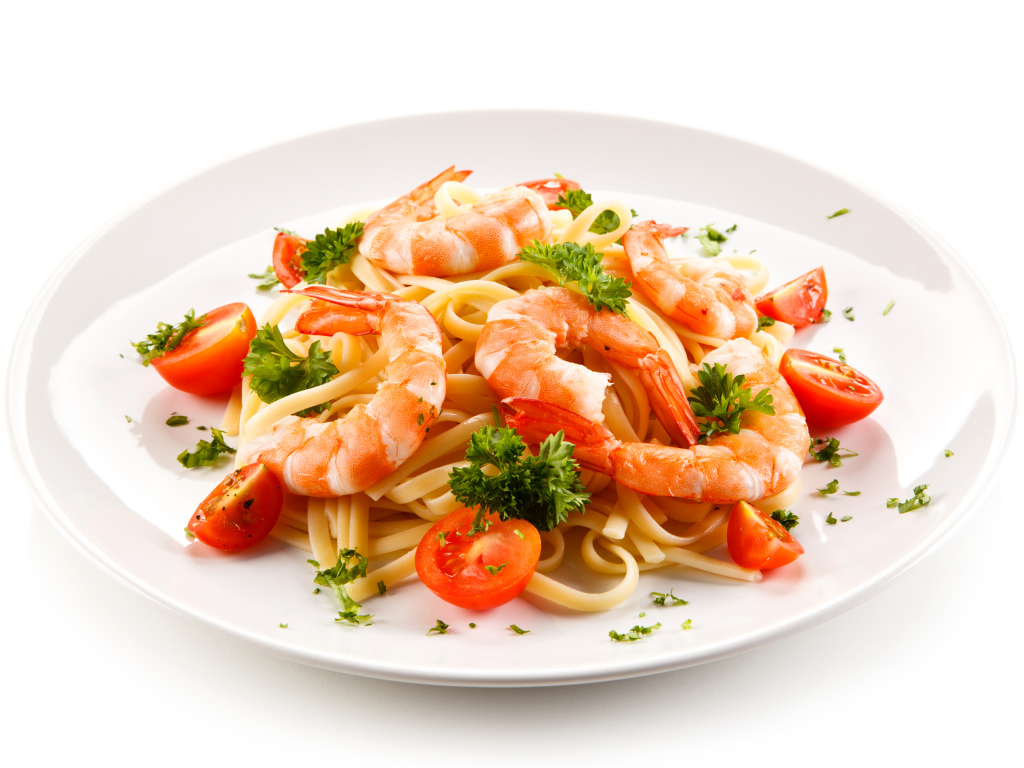 Макароны с креветками 