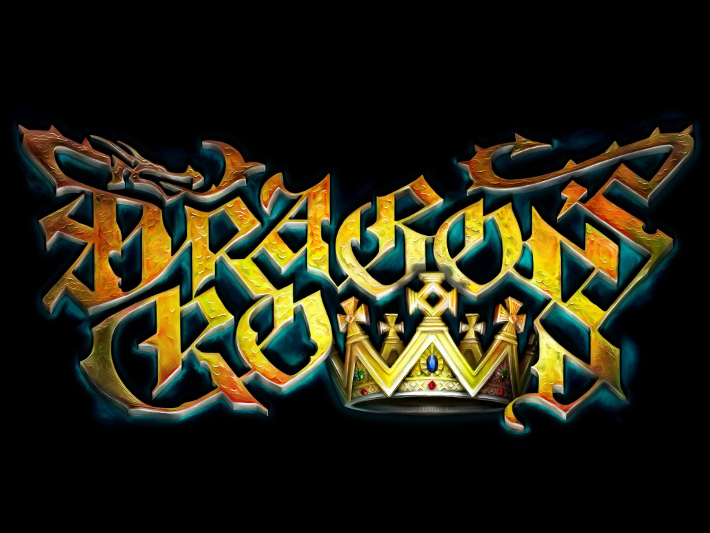 Логотип компьютерной игры  Dragon's Crown, 2017 на черном фоне