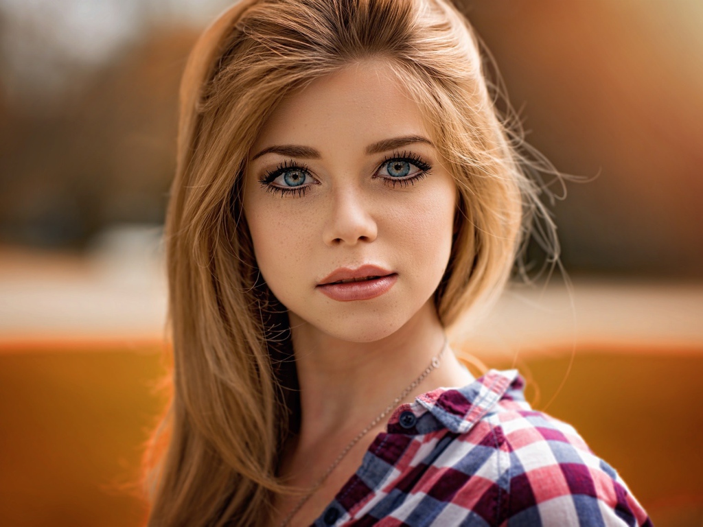 Девушка блондинка с красивыми голубыми глазами 