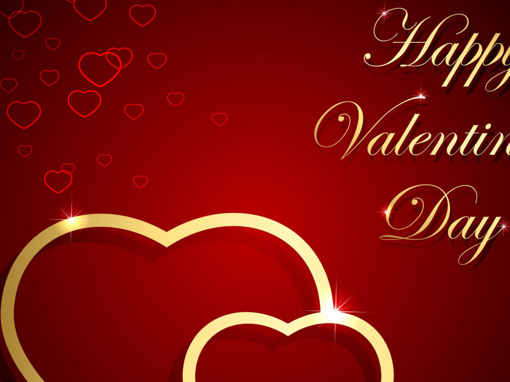 Надпись С Днем Святого Валентина на красном фоне 