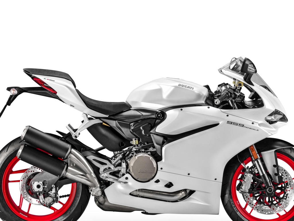 Супербайк Ducati 959 Panigale на белом фоне