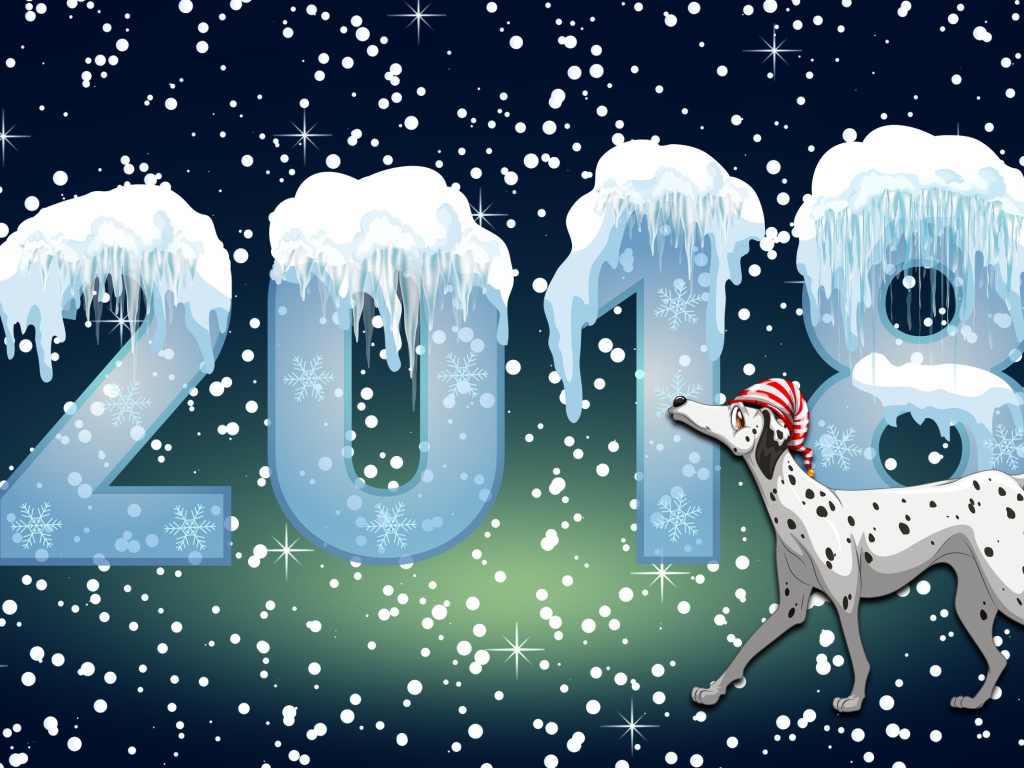 С Новым 2018 годом собаки, цифры