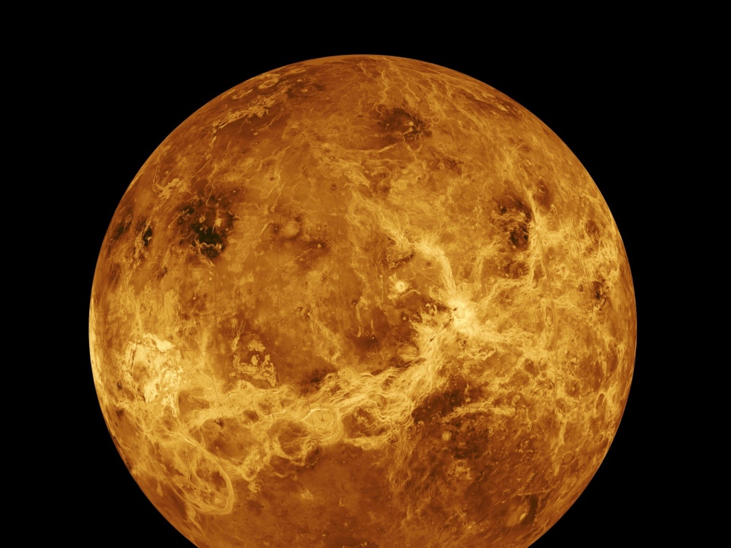 Планета Венера на черном фоне 