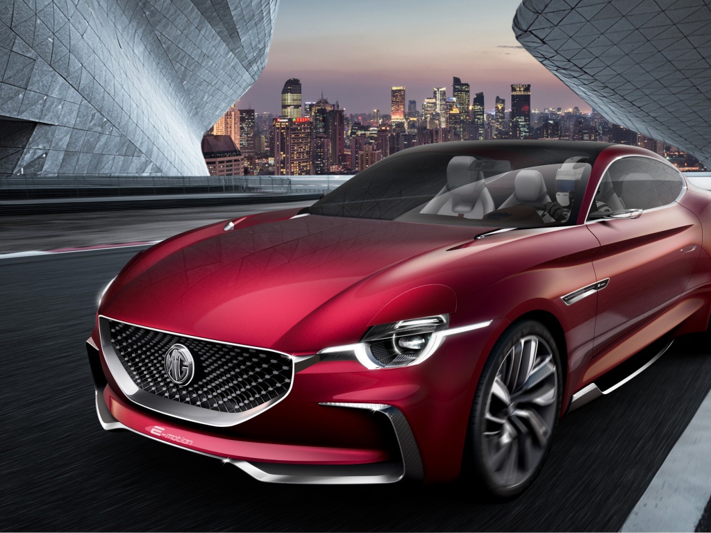 Бордовый электромобиль MG E-Motion, новинка 2020 года