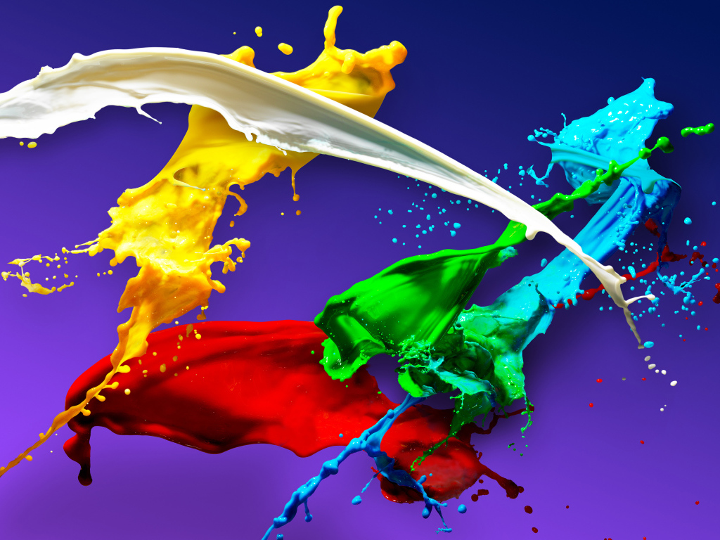 Яркие краски на синем фоне 3д графика