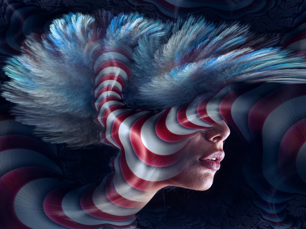 Женское лицо в абстрактной графике