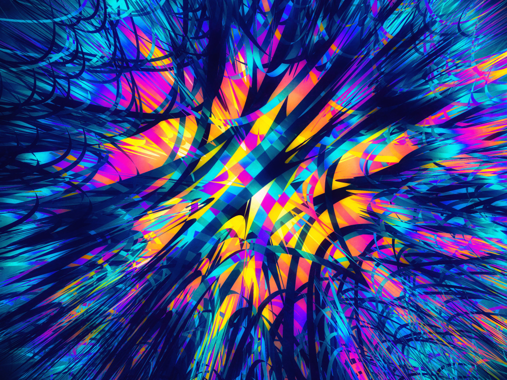 Разноцветный абстрактный рисунок на синем фоне