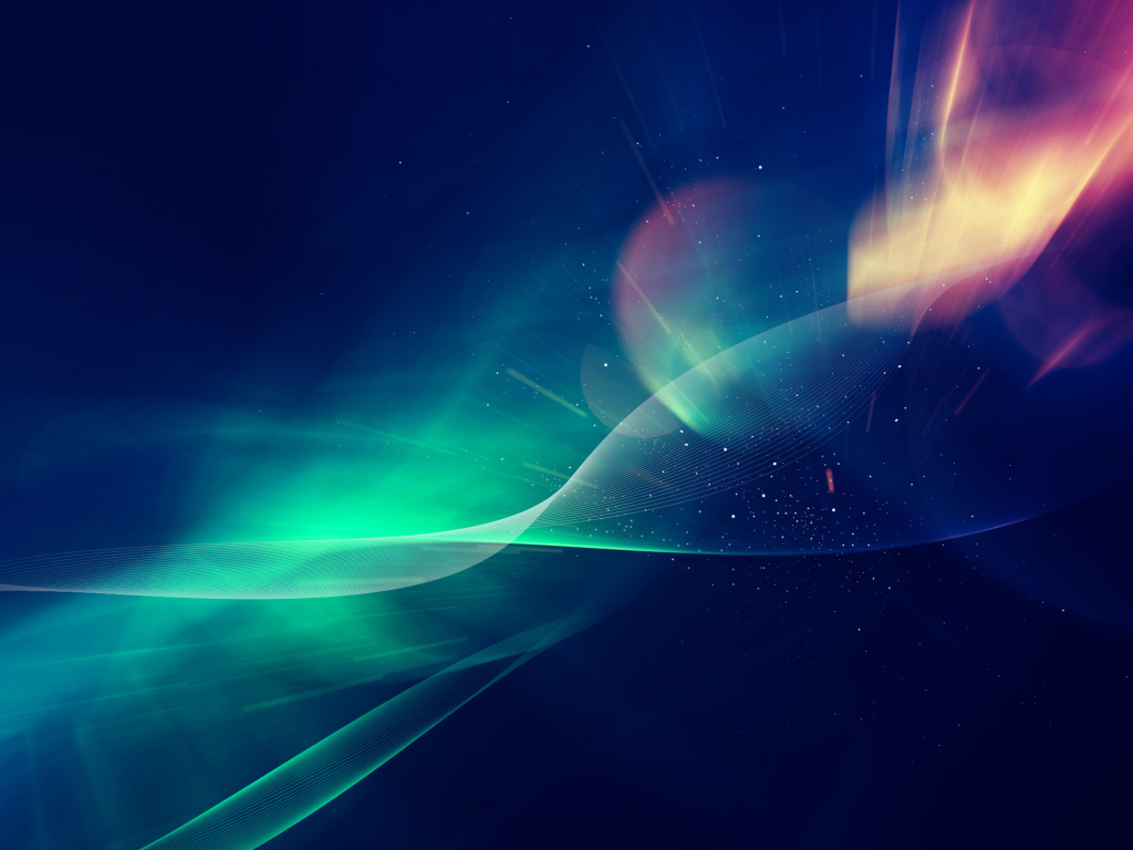 Разноцветное сияние на синем фоне, абстракция