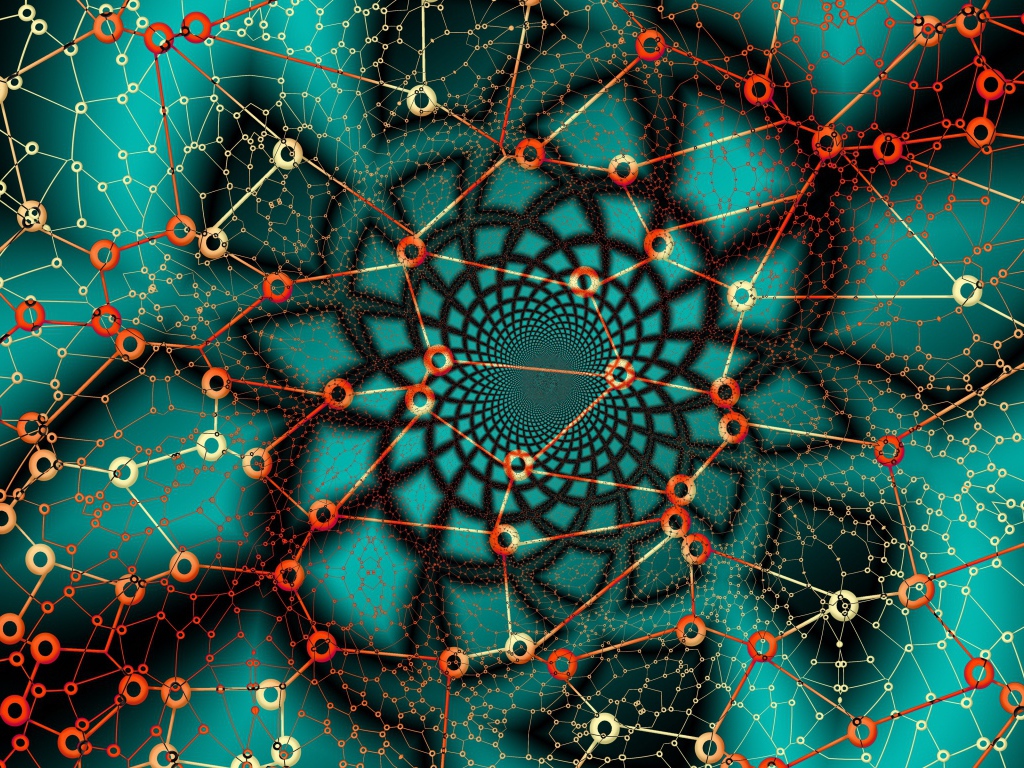 Узор из линий с кругами на голубом фоне