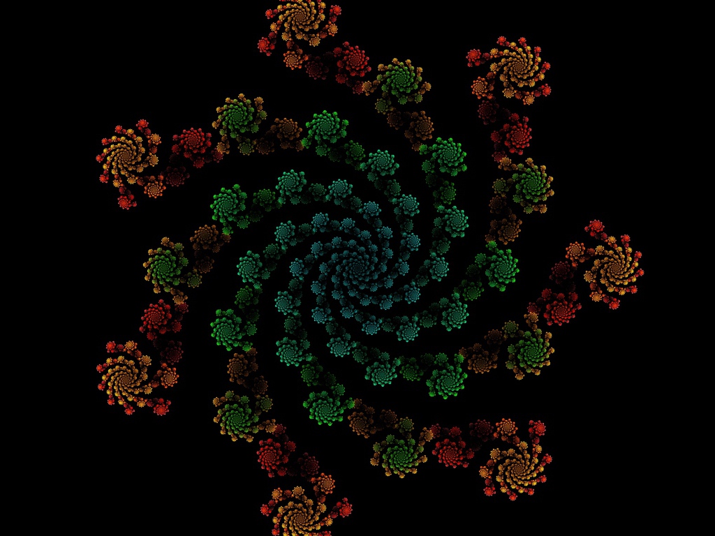 Узорный фрактальный рисунок на черном фоне