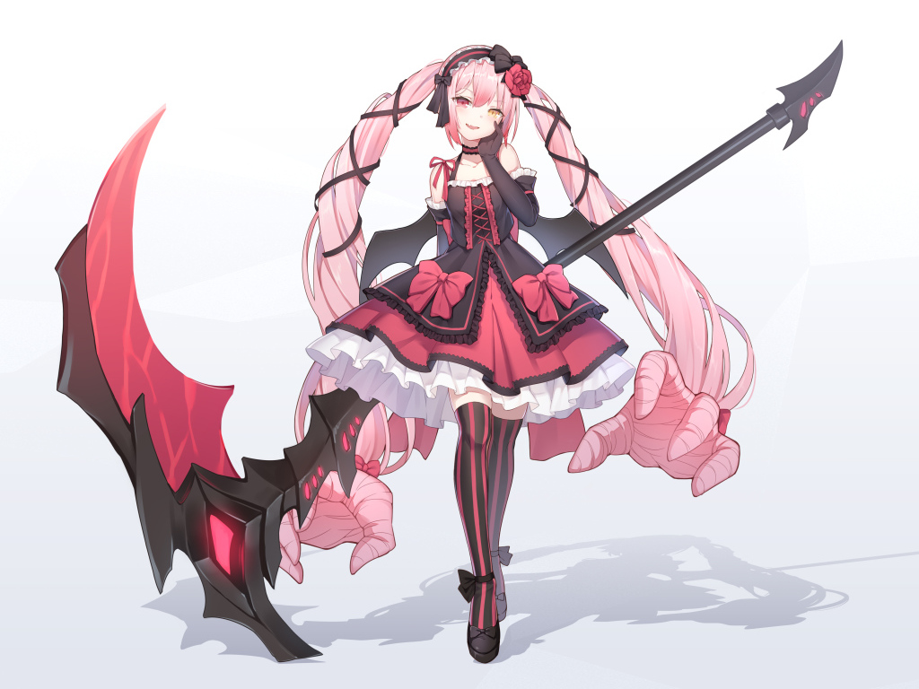 Anime girl with long pink hair