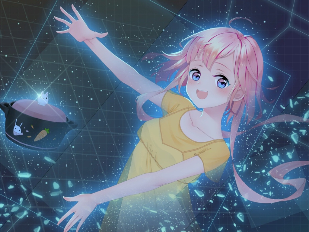 Beautiful anime girl with pink hair